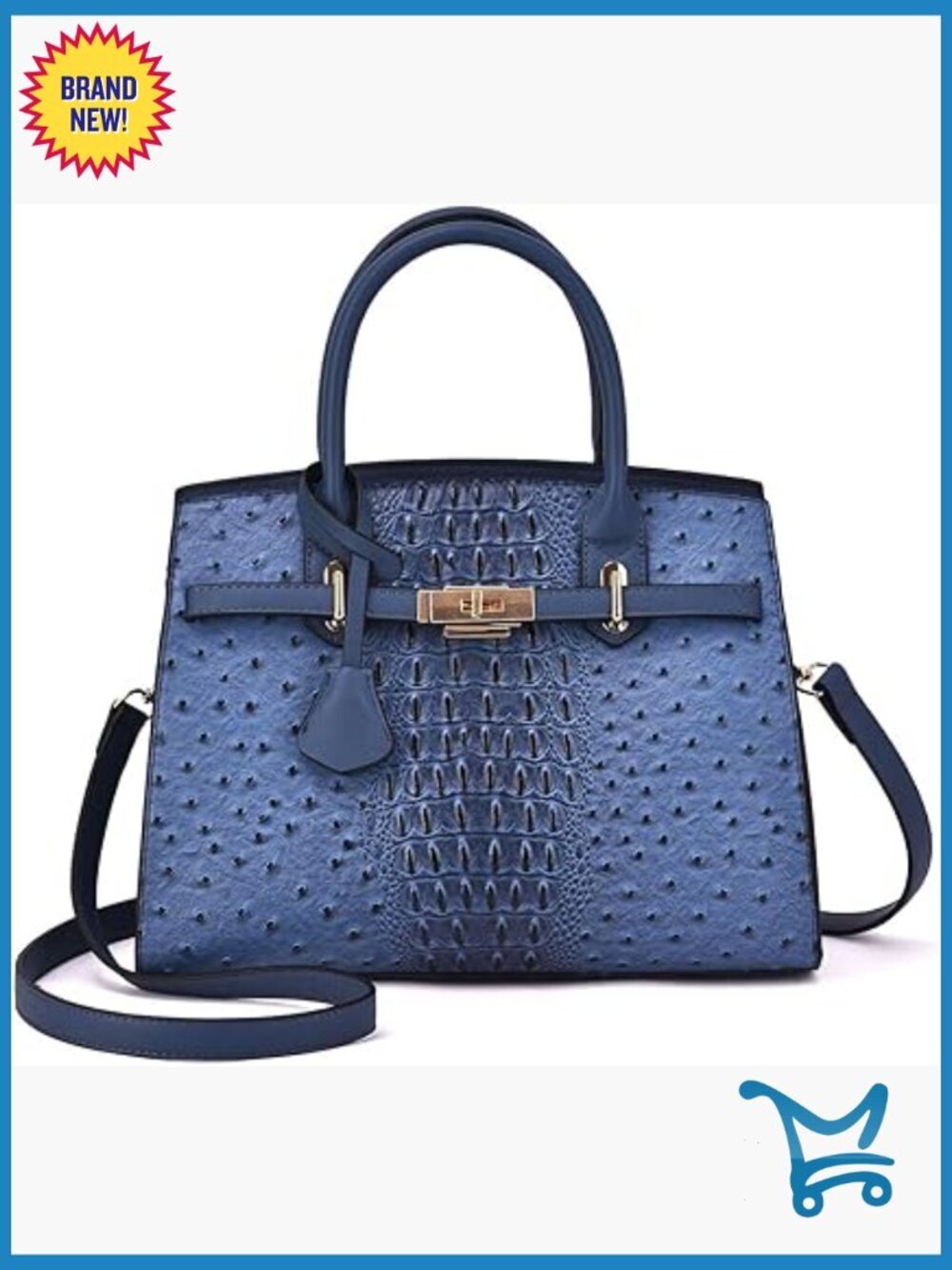 Vegan Leather Satchel with Detachable Strap, Multiple Pockets